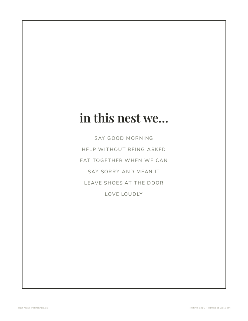 Family rules typographic wall art printable